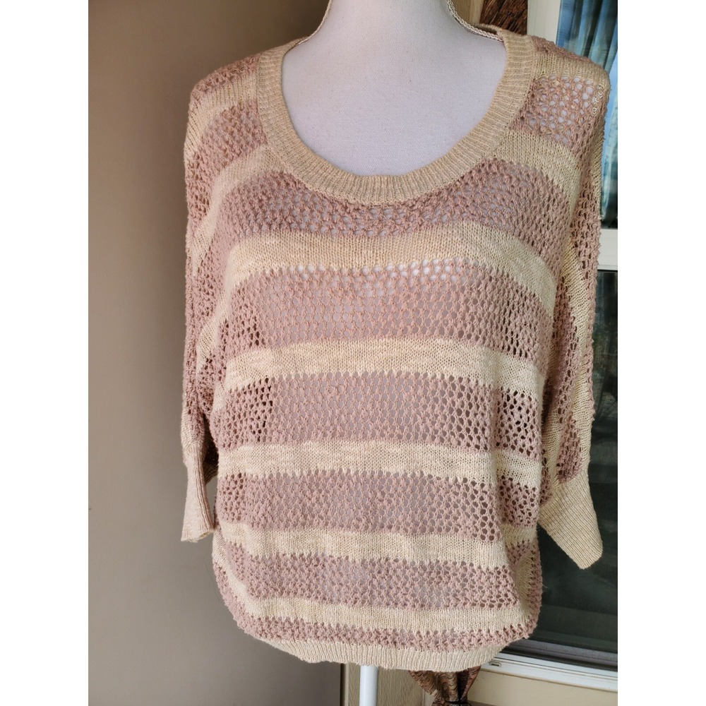 Wearing Your Heart On Your Sleeve Sweater‎ Pink Open Knit Cottagecore Twee Small
